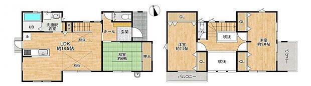 【間取り図】3LDKの各居室が広々とした間取りです！水回りが集中した家事動線が家事の時短に繋がります♪