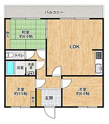 若宮ハイツB 3LDKの間取り