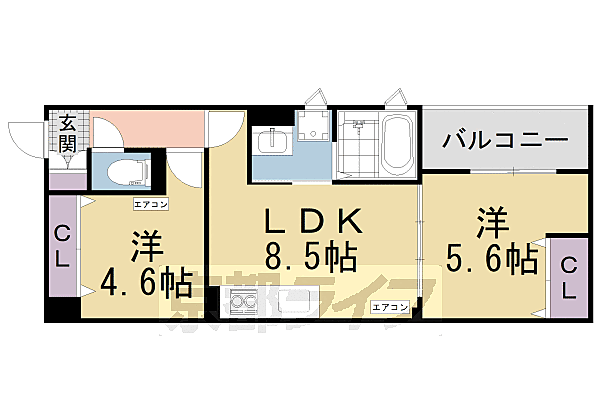 大阪府枚方市藤阪元町(賃貸アパート2LDK・3階・43.94㎡)の写真 その2