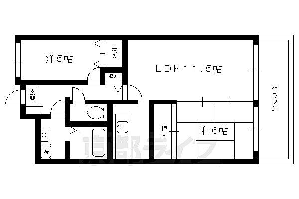 京都府京都市南区久世東土川町(賃貸マンション2LDK・5階・55.64㎡)の写真 その2