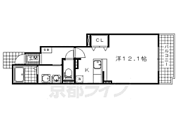 プロムナード醍醐 1階1Kの間取り