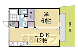 ジュネス片山 1階1LDKの間取り