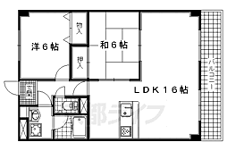 JR奈良線 木幡駅 徒歩14分の賃貸マンション 2階2LDKの間取り