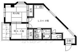 近鉄京都線 東寺駅 徒歩7分の賃貸マンション 3階2LDKの間取り