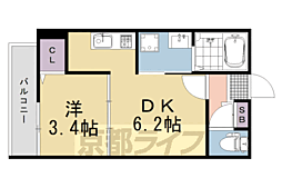JR東海道・山陽本線 桂川駅 徒歩7分の賃貸アパート 1階1DKの間取り