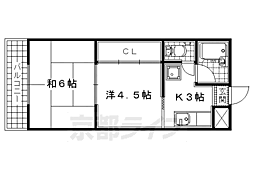 JR片町線(学研都市線) 大住駅 徒歩12分の賃貸マンション 3階2Kの間取り