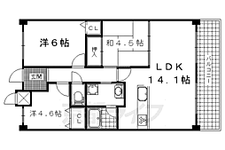 ラウンドコート京都醍醐 4階3LDKの間取り