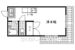 近鉄京都線 伊勢田駅 徒歩7分の賃貸マンション 3階ワンルームの間取り