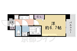 京都市営烏丸線 十条駅 徒歩3分の賃貸マンション 7階1Kの間取り