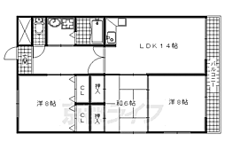 JR片町線(学研都市線) 京田辺駅 徒歩19分の賃貸マンション 1階3LDKの間取り