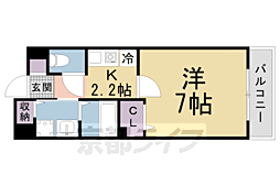 近鉄京都線 新田辺駅 徒歩9分の賃貸アパート 2階1Kの間取り