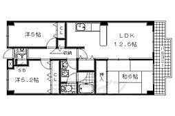 京阪宇治線 木幡駅 徒歩5分の賃貸マンション 4階3LDKの間取り