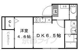 Ｈａｒｍｏｎｙ　Ｔｅｒｒａｃｅ深草下川原町 2階1DKの間取り