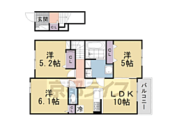 ウッディ　オアシス　II 2階3LDKの間取り
