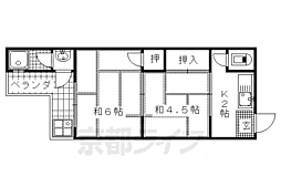 第一ニューグリンハウス杉 2階2Kの間取り