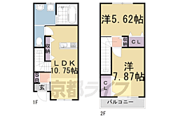 Ｄ−ｒｏｏｍ　ｘｅｖｏ　Σ　桃山 1階2LDKの間取り