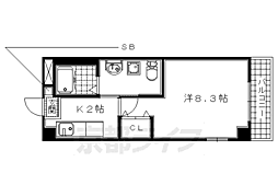 近鉄京都線 三山木駅 徒歩2分の賃貸マンション 4階1Kの間取り