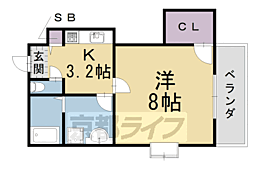 近鉄京都線 興戸駅 徒歩10分の賃貸アパート 2階1Kの間取り