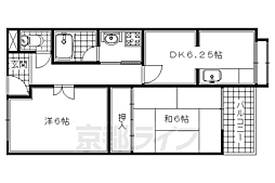 ヴァンドーム桂 3階2DKの間取り