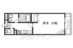 シェルフェリス 2階1Kの間取り