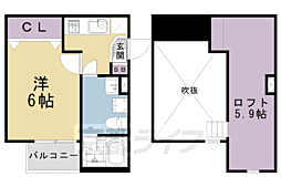 JR東海道・山陽本線 西大路駅 徒歩12分の賃貸アパート 1階1Kの間取り