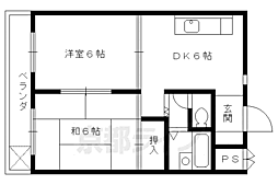 エンブレム城南宮 4階2DKの間取り