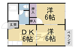 スリーゼ西向日 2DKの間取図画像