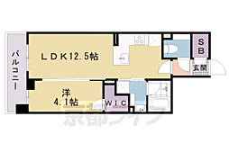 ユニハイム京都七条通り 1LDKの間取図画像