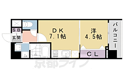 ベラジオ京都七条ウエスト 1DKの間取図画像