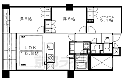 プレサンスグラン京都東洞院 2SLDKの間取図画像