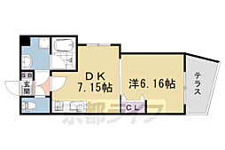 京都市中京区西ノ京北壺井町マンション 1DKの間取図画像