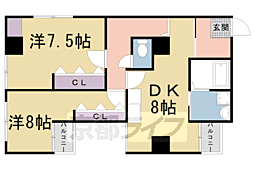 クリスタルコート嵯峨天龍寺 2LDKの間取図画像