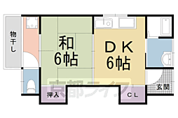 オークハウス 1DKの間取図画像