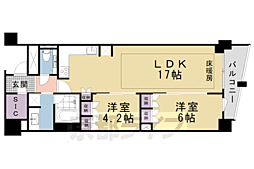 ザ・パークハウス京都河原町 2LDKの間取図画像