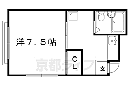コスモハイツ大心院町 1Kの間取図画像