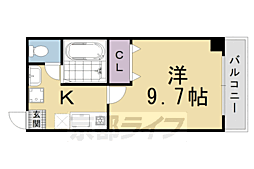 バインオークセント 1Kの間取図画像