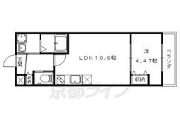 クオーレ2納所 1LDKの間取図画像