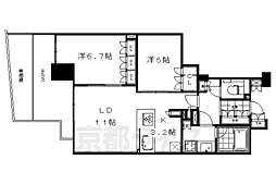 ソルレヴェンテ四条大宮 2LDKの間取図画像