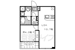 カスタリア壬生 1LDKの間取図画像