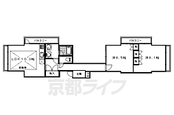 アーバネックス三条 2LDKの間取図画像