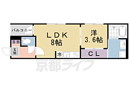 ハーモニーテラス醍醐御霊ケ下町 1LDKの間取図画像
