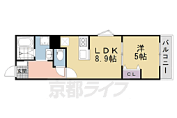 ウイング牧野駅前 1LDKの間取図画像