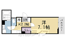 ラフレシール ウエスト 1Kの間取図画像