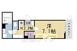 ラフレシール ウエスト 1Kの間取図画像