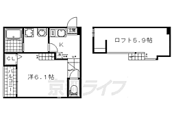 ハーモニーテラス醍醐サウスウエスト 1Kの間取図画像
