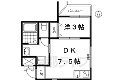 nico京都駅 1DKの間取図画像