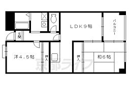 クレアジオーネ伏見 2LDKの間取図画像