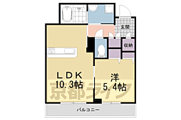 リヴェール久津川 1LDKの間取図画像