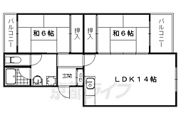 嵐山ロイアルハイツ3号棟 2LDKの間取図画像
