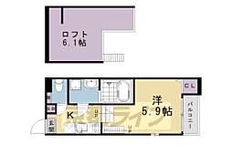 うたたねコート 1Kの間取図画像